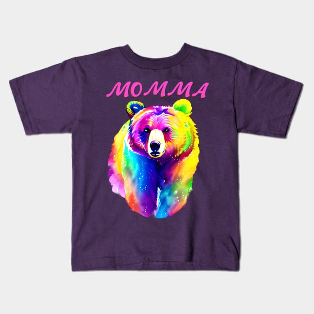 Momma BEAR with Text Kids T-Shirt by FlippinTurtles